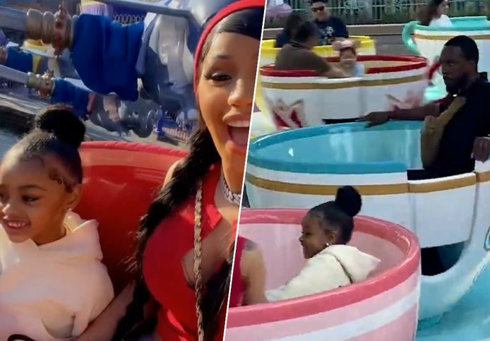 Cardi B amuseert zich rot in een pretpark, maar haar beveiliger denkt daar duidelijk anders over