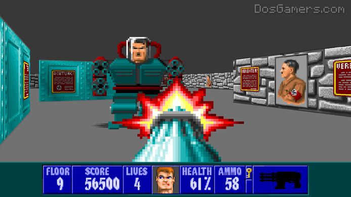 De ultieme confrontatie in 'Wolfenstein 3D'.