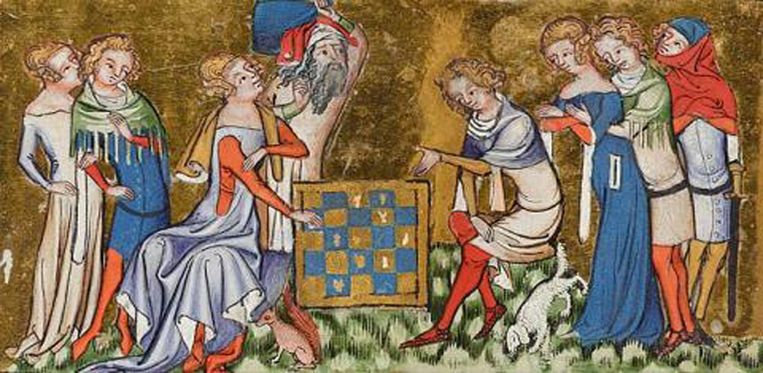 Schilderij van Jacques de Longuyon uit circa 1350. Na de pest ontstond voor het eerst een duidelijk verschil tussen de mode voor vrouwen en mannen. Beeld Morgan Library and Museum