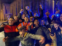 Feest op straat in Gent, na de overwinning van Marokko op Spanje