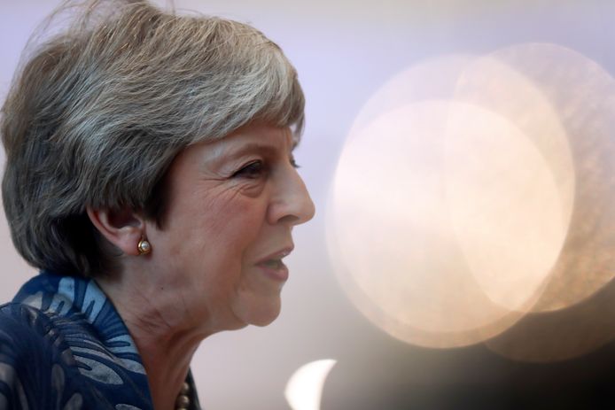 De Britse premier, Theresa May, tijdens de topconferentie van de Europese Unie en de Arabische Liga in Sharm al-Sheikh.