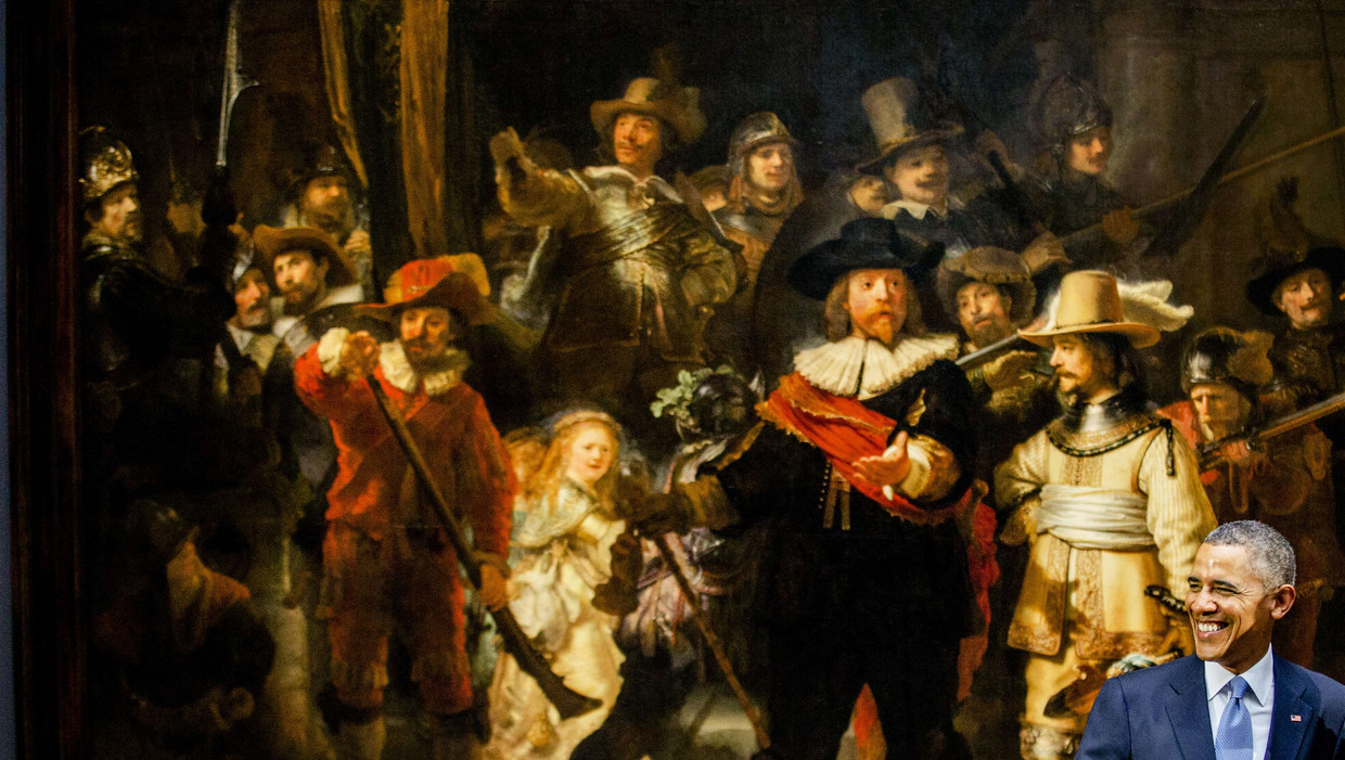 Obama in het Rijksmuseum. Beeld AFP