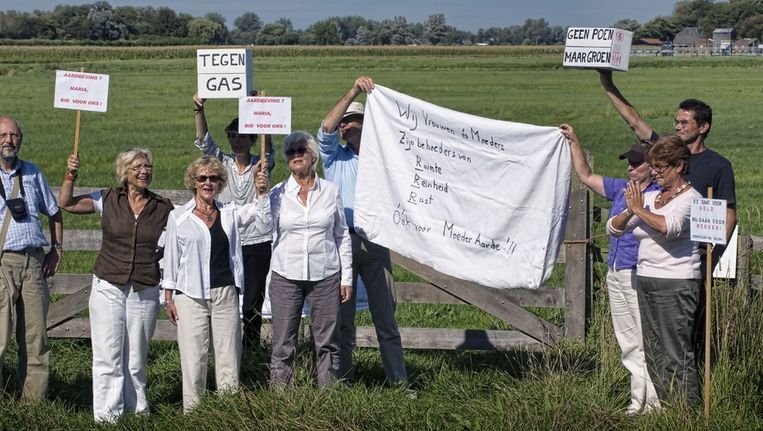 Actiegroep Gasalarm 2 is tegen de opslag van aardgas in een leeg veld. Beeld Patrick Post
