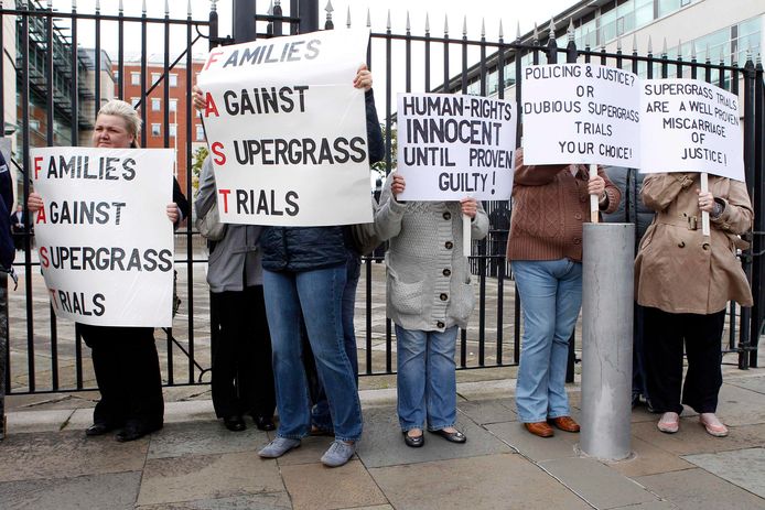 Archiefbeeld van protest in Belfast tegen zogenaamde 'supergrass'-processen.
