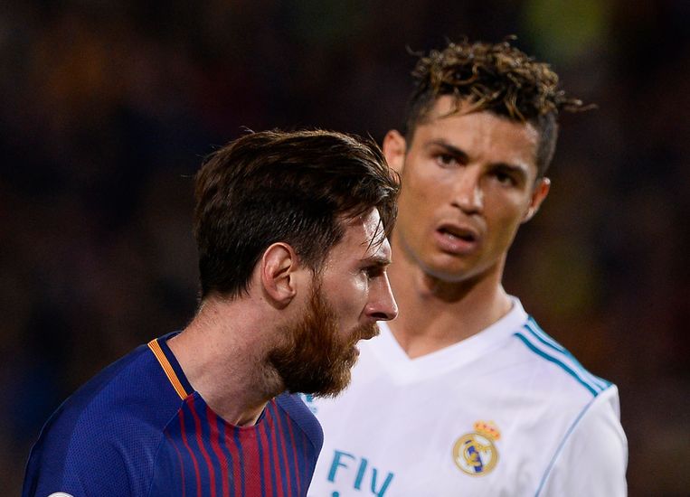 Cristiano Ronaldo en Lionel Messi.  Beeld AFP