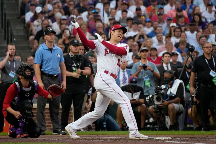 Shohei Ohtani in actie tijdens de Homerun Derby.