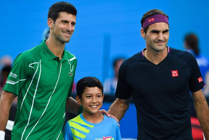 Novak Djokovic en Roger Federer op de Australian Open.