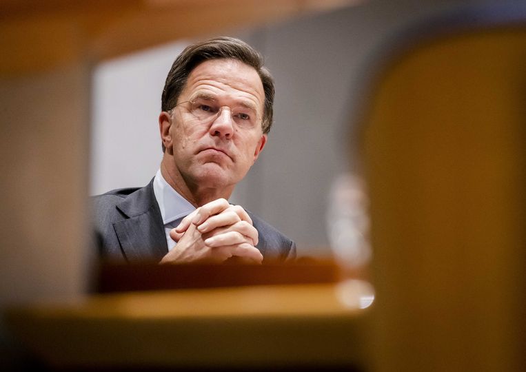 Premier Mark Rutte tijdens een debat in de Tweede Kamer over de Europese top, waar op zijn aandringen ook migratie op de agenda staat. Beeld Sem van der Wal/ANP