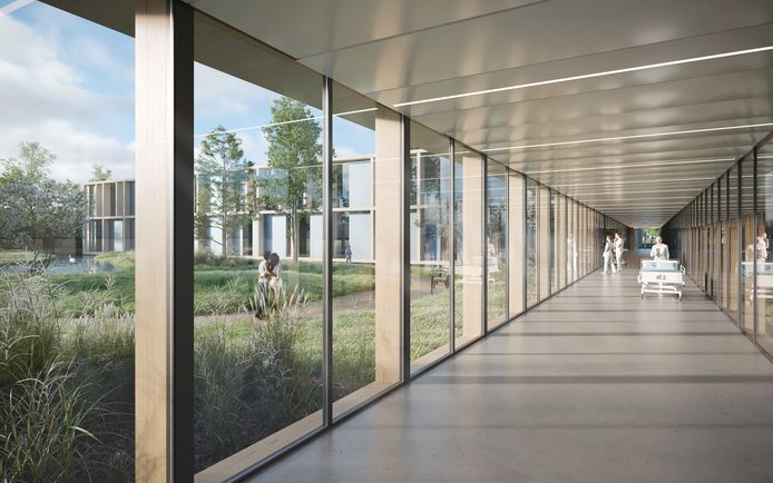 De nieuwbouw aan de achter­zijde van ETZ Elisabeth wordt via een gang verbonden met het bestaande gebouw.