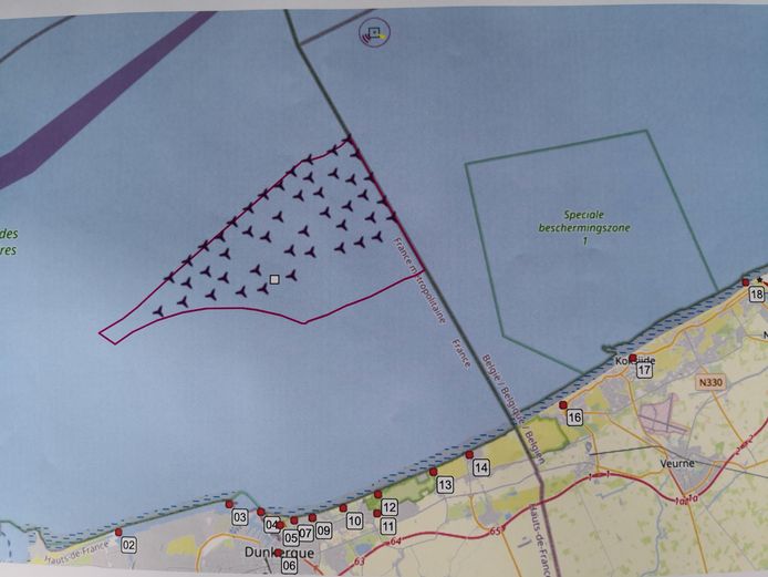 Hier zijn de 46 windmolens gepland