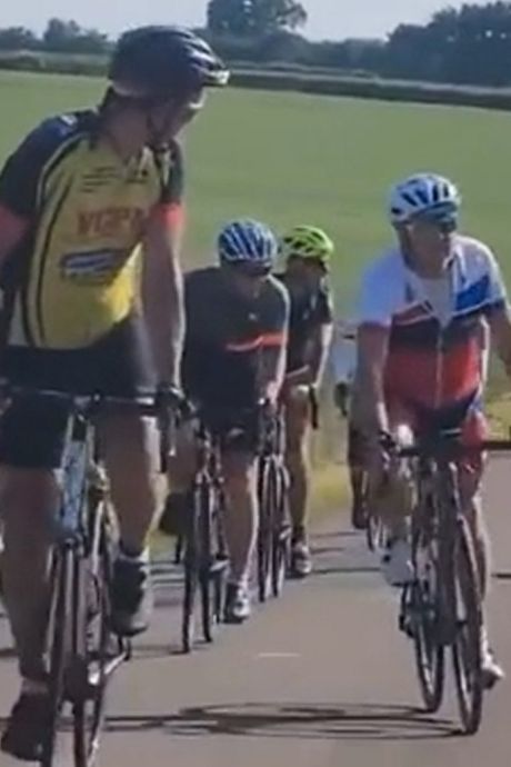 Une harde de sangliers fonce sur des cyclistes