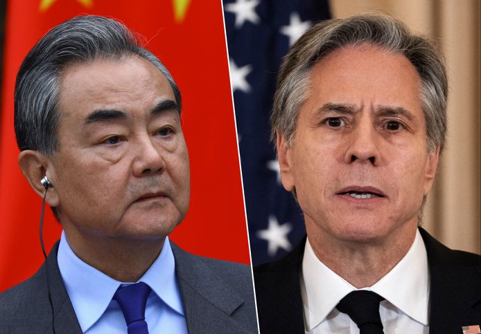 Le ministre chinois des Affaires étrangères, Wang Yi (à gauche), et son homologue américain, Anthony Blinken (à droite).