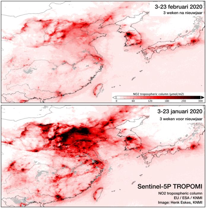 Stikstofdioxide boven China.