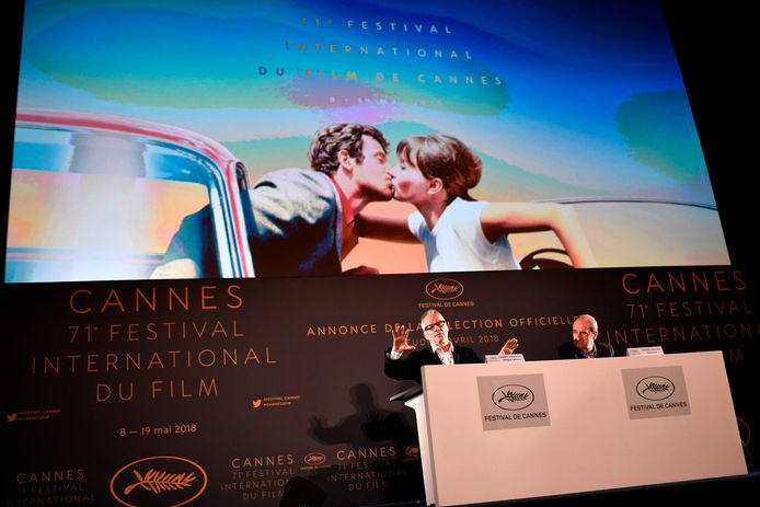 Thierry Fremaux en Pierre Lescure tijdens de persconferentie over de officiële selectie voor het Filmfestival van Cannes.