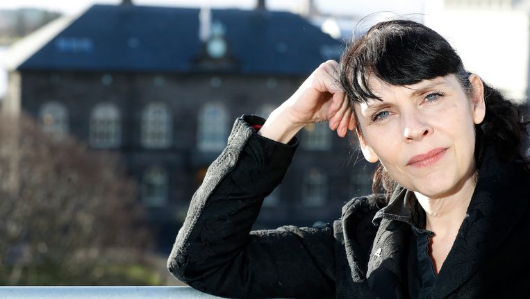 Fractieleider Birgitta Jonsdottir van de Piratenpartij. Beeld AP