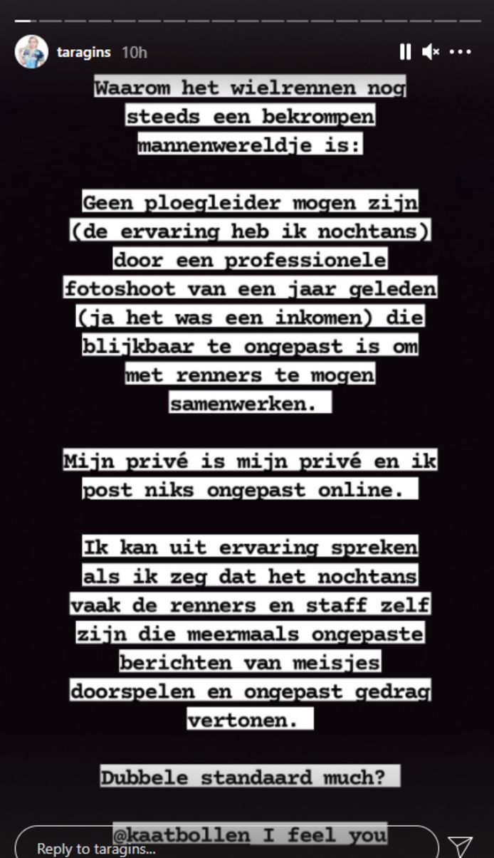 De Instagrampost van Tara Gins.