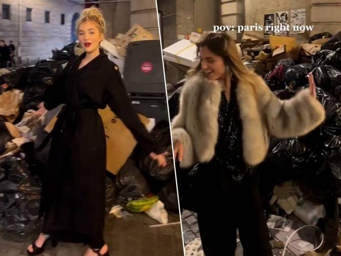 Influencers paraderen in hun allermooiste kleren door straten vol afval in Parijs en gaan viraal: "Je maakt ons belachelijk, Macron”