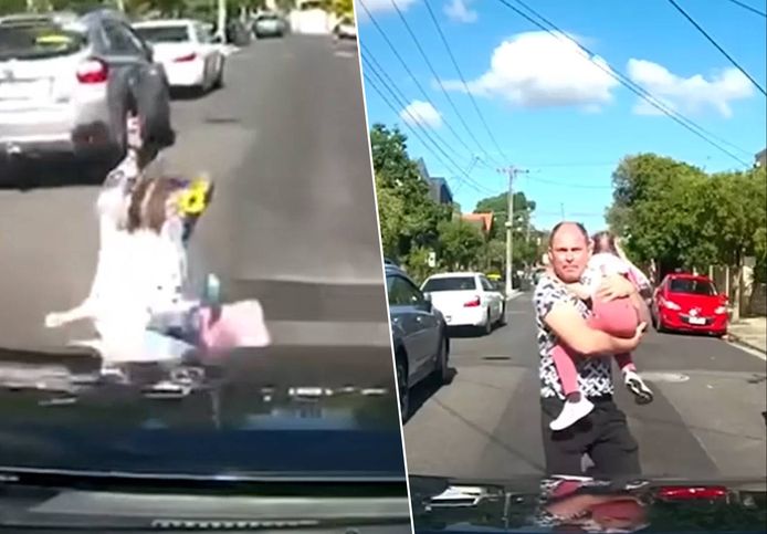 Dashcambeelden tonen hoe klein meisje plots straat oploopt en aankomende auto niet meer kan ontwijken