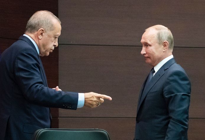 Recep Tayyip Erdogan en Vladimir Putin.