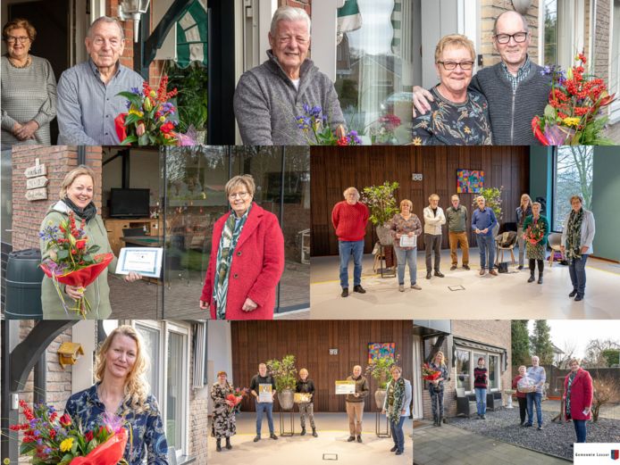 Alle genomineerden voor de jaarlijkse vrijwilligersprijs kregen coronaproof een bloemetje overhandigd door wethouder Anja Prins.