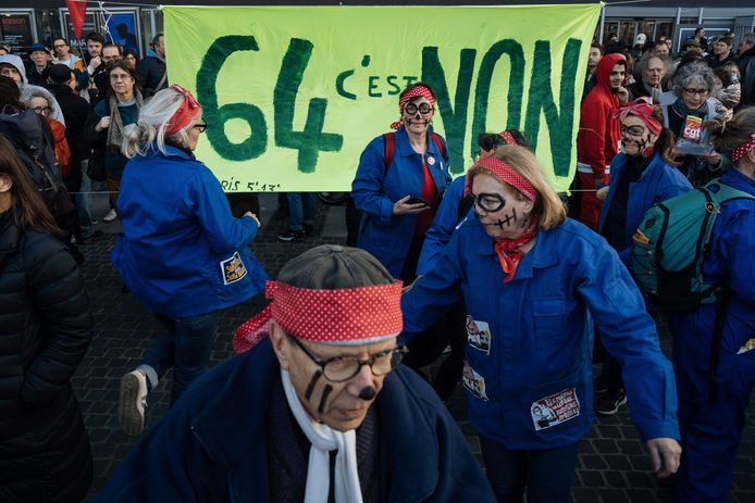 Protest tegen nieuwe pensioenhervorming in Frankrijk.