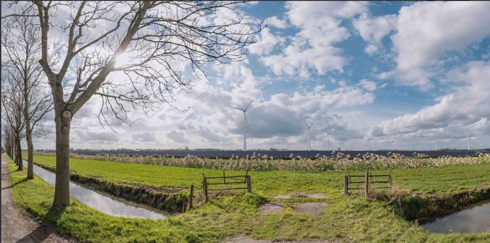 Een impressie van hoe het 'energielandschap' in de polder Rijnenburg eruit kan komen te zien.