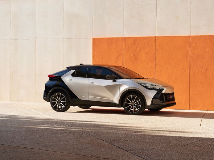 The Toyota C-HR in silver with black.