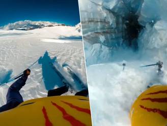 KIJK. IJzingwekkende GoPro-video toont hoe skiër in Franse Alpen plots metersdiep in kloof valt