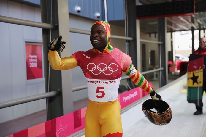 Akwasi Frimpong op 16 februari 2018 tijdens de Olympische Winterspelen in Pyeongchang.