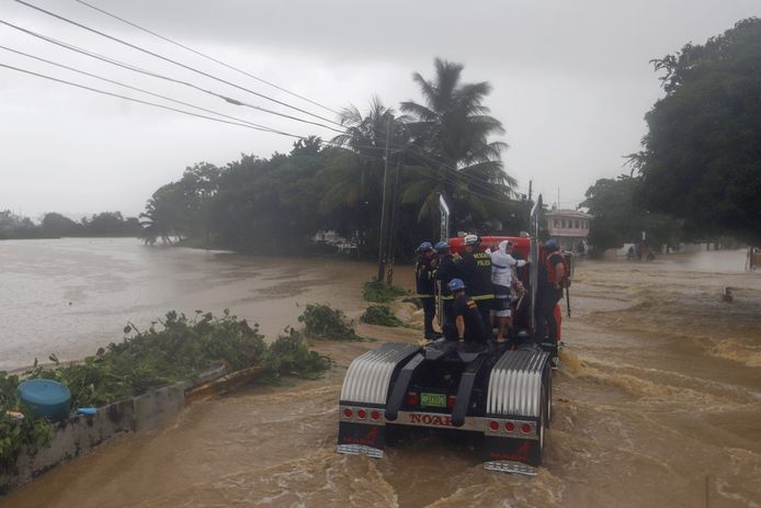 Overstromingen door orkaan Fiona in Toa Baja, Puerto Rico.
