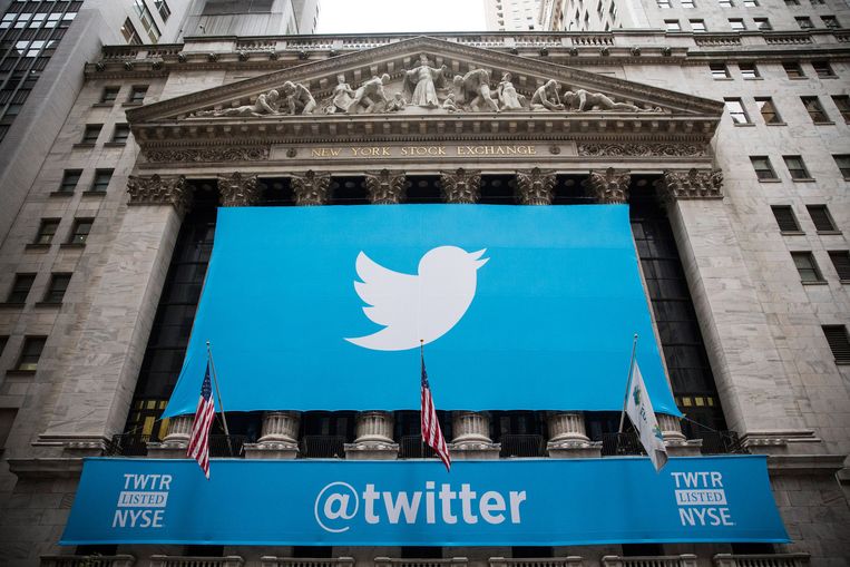 Twitter-logo op Wall Street, New York. Beeld getty