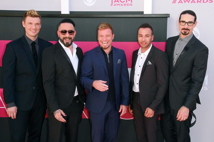 De 'Backstreet Boys' van links naar rechts: Nick Carter, AJ McLean, Brian Littrell, Howie Dorough en Kevin Richardson.