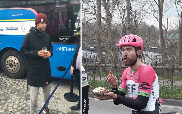 Phinney spoelde zijn pakje friet door met een glas Duvel na de Ronde van Vlaanderen van vorig jaar.