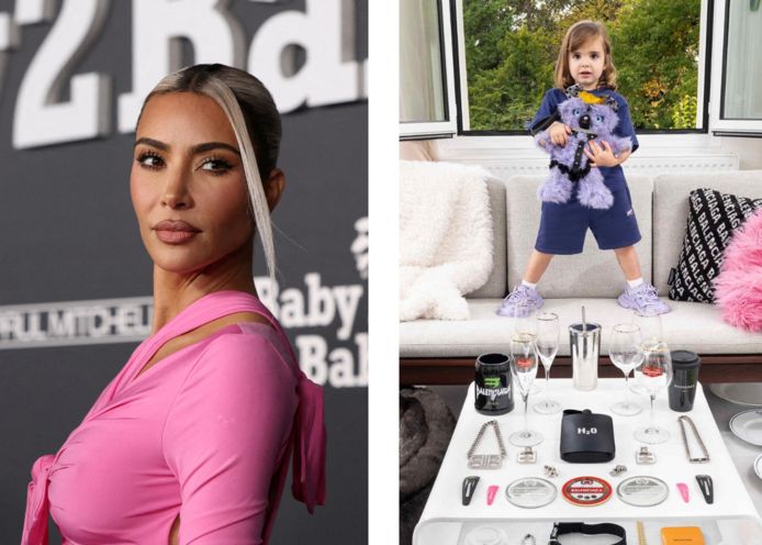 Links: Kim Kardashian. Rechts: de controversiële Balenciaga-campagnebeelden.