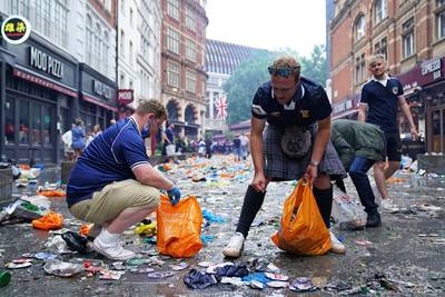 Schotse fans ruimen Londen op na uitbundig voetbalfeest