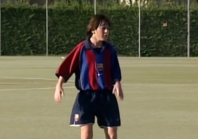 Messi als tiener aan het werk in de jeugdacademie van FC Barcelona.