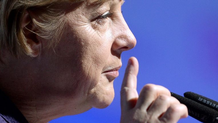 Angela Merkel op verkiezingscampagne in Rust, Duitsland. Beeld EPA
