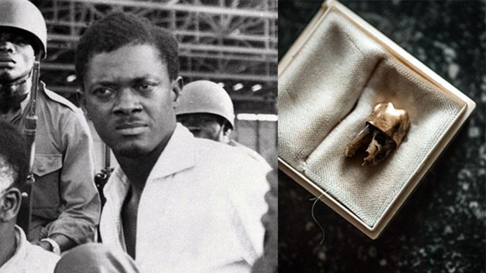 Patrice Lumumba werd in 1960 gevangengenomen. Rechts: de verhulde kies die in 2016  bij Godelieve Soete werd gefotografeerd