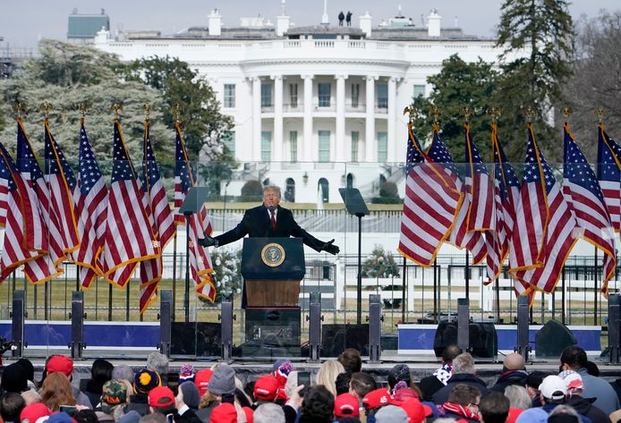 Donald Trump op een rally op 6 januari 2021 in Washington.