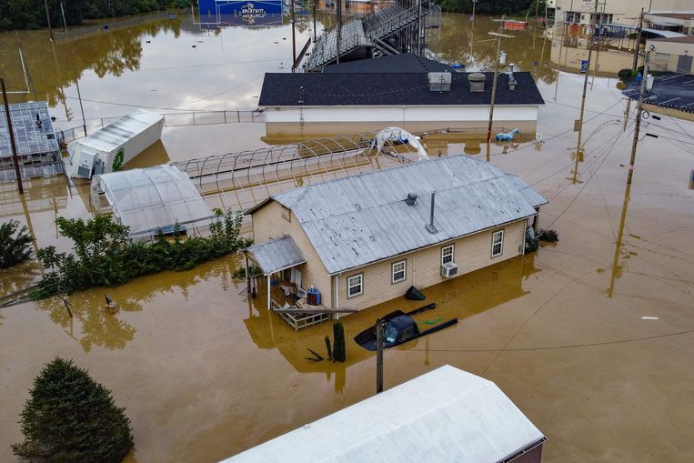 Overstromingen in Jackson, Kentucky, in juli van dit jaar. Beeld AFP