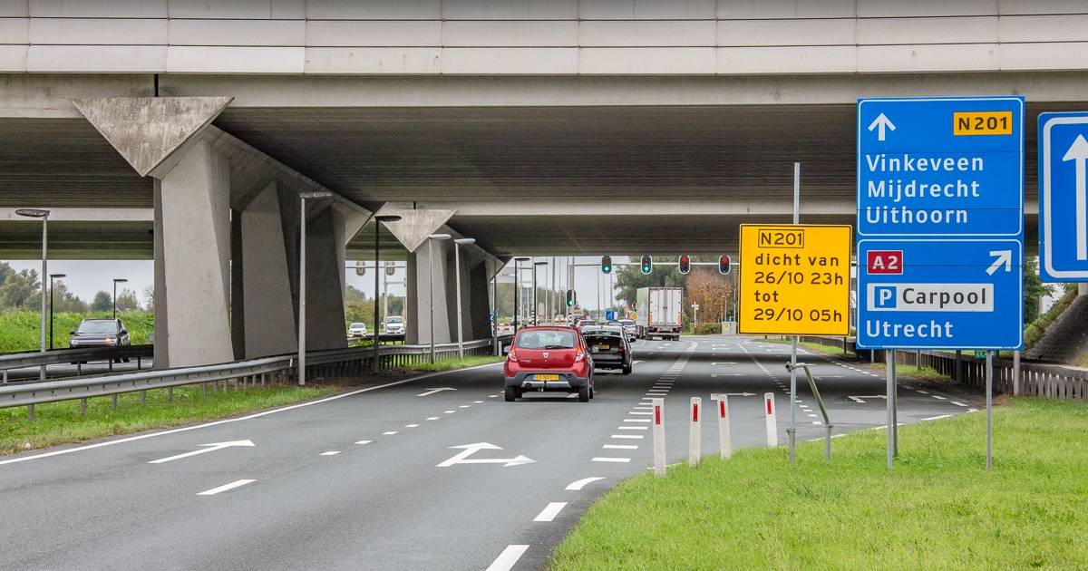 N201 bij Loenersloot komend weekend deels dicht