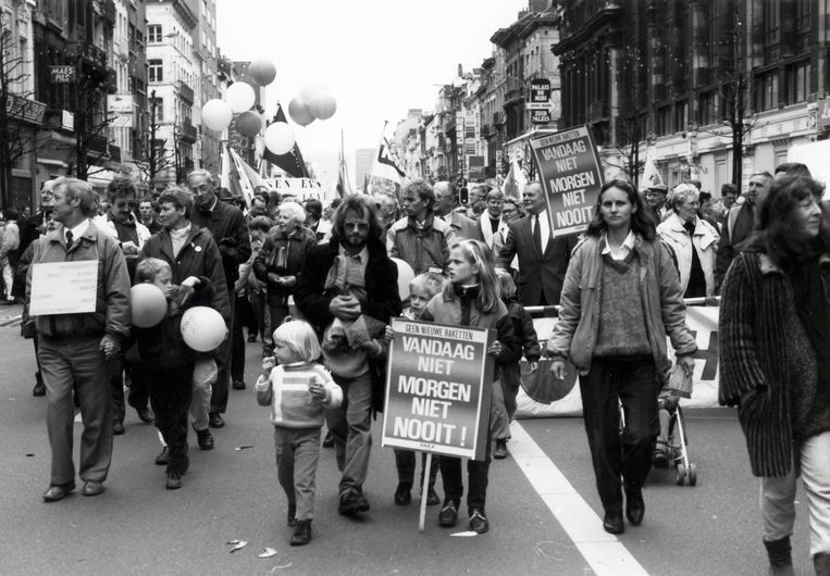 In 1983 kwamen 400.000 mensen op straat bij een antirakettenbetoging in Brussel  Beeld Studio Alijn