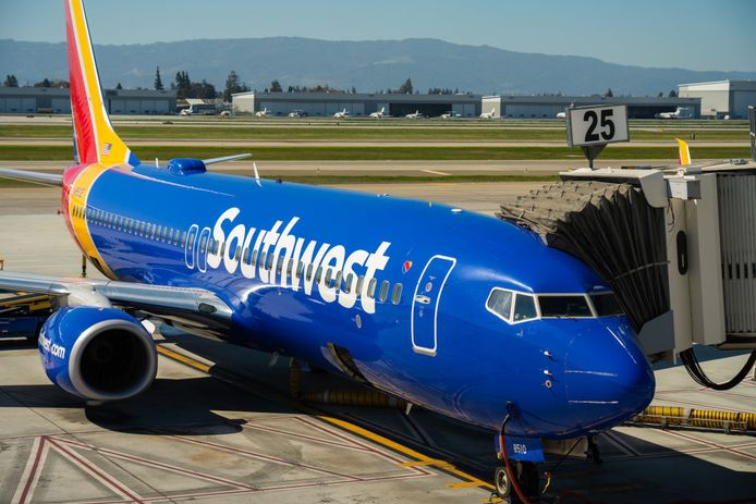 Een Boeing 737-800 van Southwest Airlines, hetzelfde type dat in Texas in de problemen kwam tijdens de start.