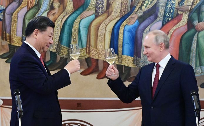 Poetin in maart met de Chinese president Xi Jinping.