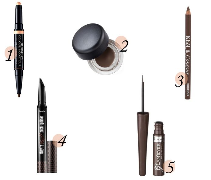 1. Dior Colour & Contour, € 35 bij de parfumerie
2. MAC Pro Longwear Fluidline, € 20 bij MAC
3. Bourjois Khol & Contour, € 11 bij de drogisterij
4. Benefit They're Real Push-Up Liner Eyeliner, € 27 bij Galeria Inno
5. Rimmel London Glam'Eyes Professional, € 7,20 bij de drogisterij