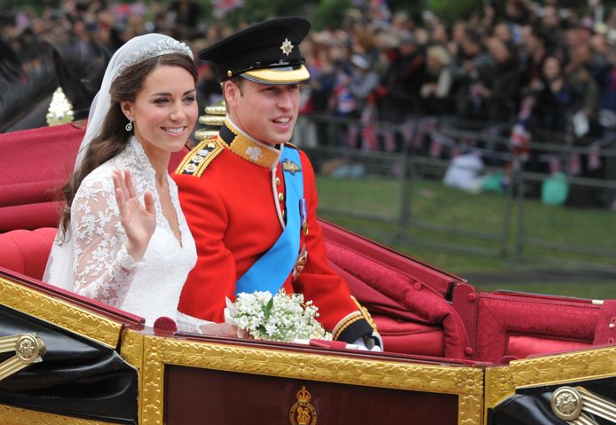 Kate en William tijdens hun huwelijk in 2011