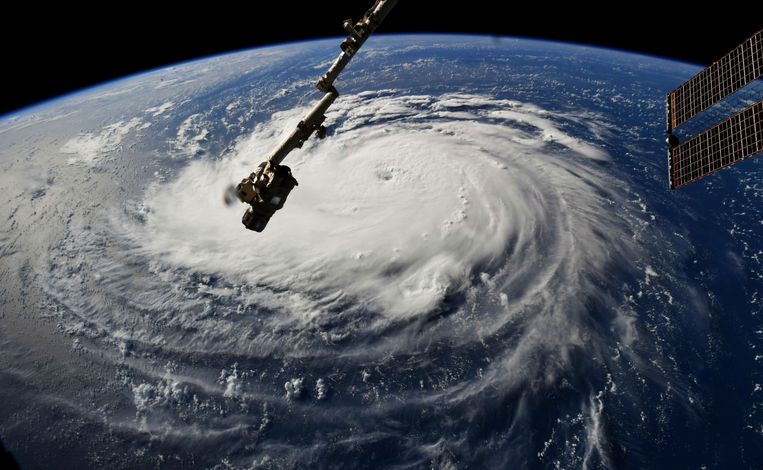 Orkaan Florence gezien vanuit ruimtestation ISS in september vorig jaar. Beeld AP