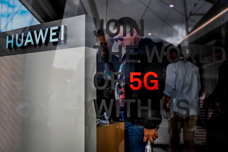Een conges van Huawei in Lissabon.  Beeld AFP