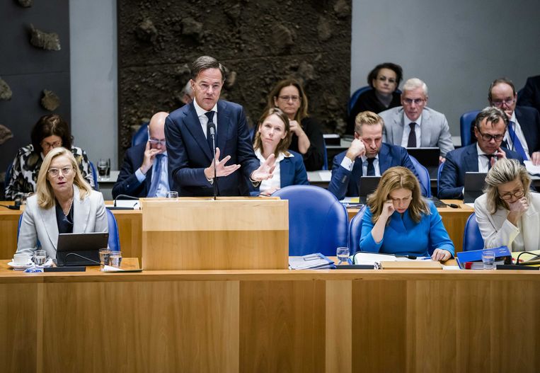 Minister-president Mark Rutte op de tweede dag van de Algemene Politieke Beschouwingen Beeld ANP/Bart Maat