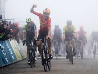 Cort trekt aan het langste eind in Dauphiné in mistige sprint, Evenepoel houdt zich koest en doet niet mee voor winst